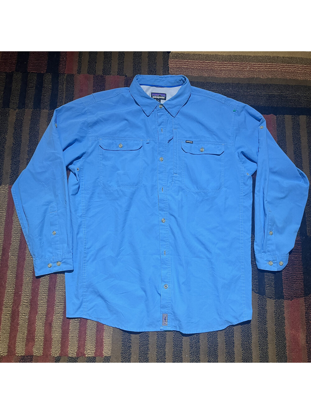 Patagonia Blue Long Sleeve Ventilated Outdoor Shirt XL